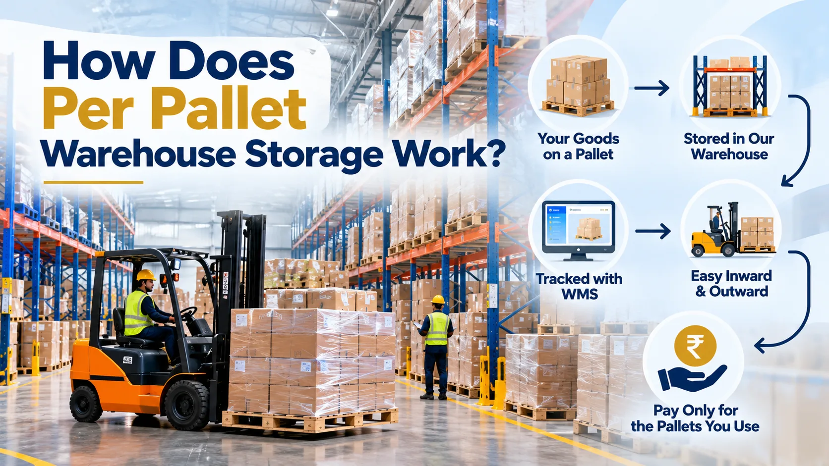 Per-pallet warehouse storage and organised pallet positions