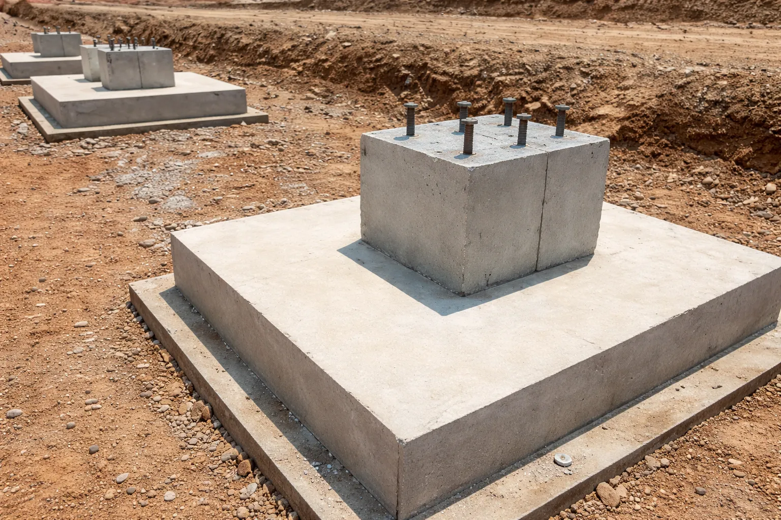 Precast Foundation Block with Anchor Bolts