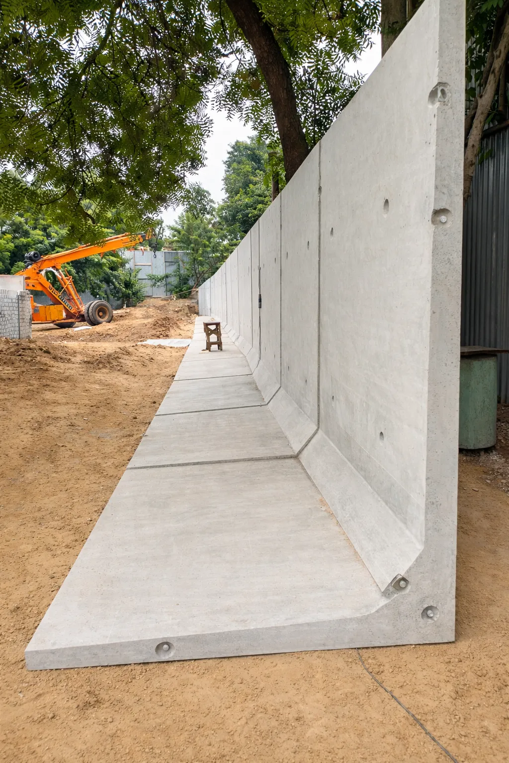 Precast Retaining Wall Installation Site