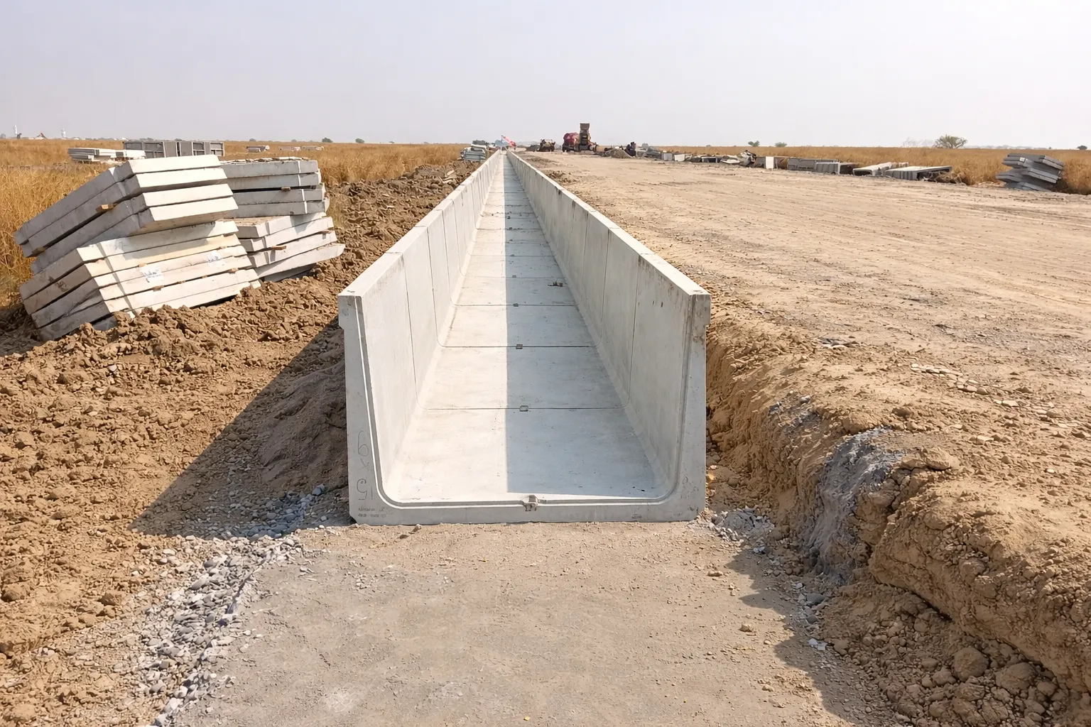 Precast U Drain Installation Long Run