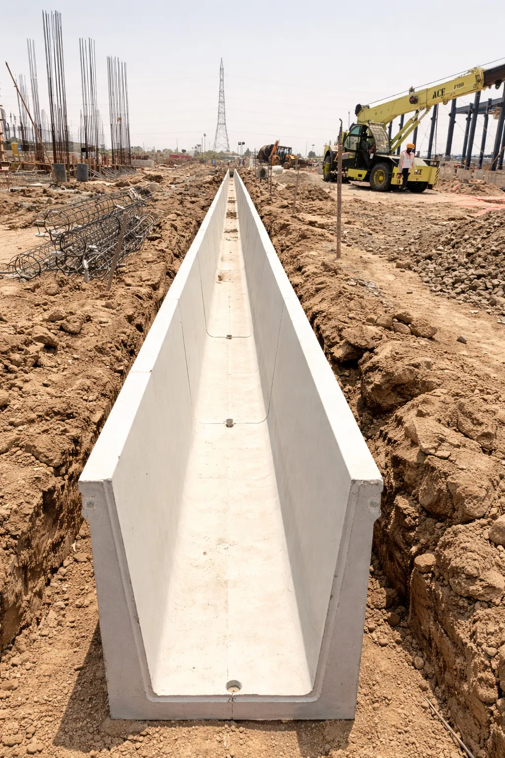 Precast U Drain Installation Site