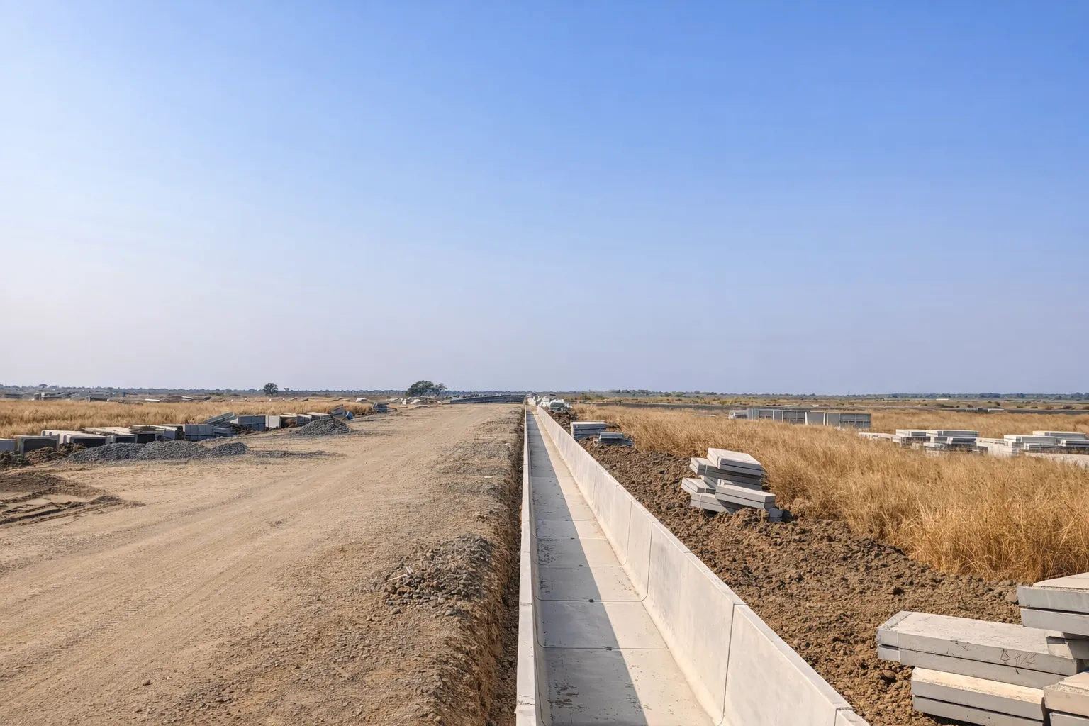 Precast U Drain Long Installation